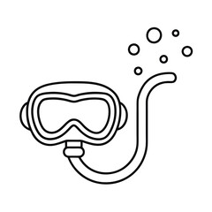 a diving mask with a snorkel attached with a few,