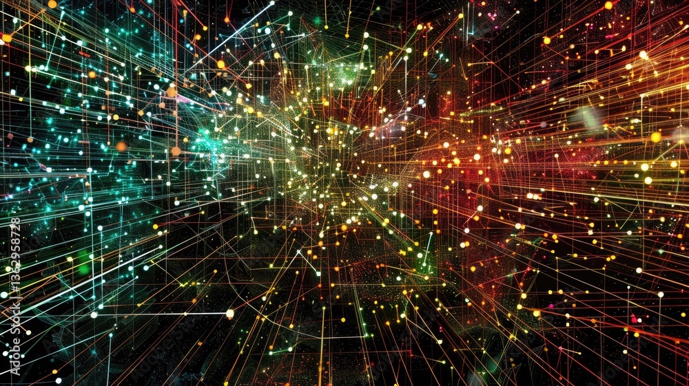 Poster an abstract representation of dynamic data visualization showcasing the use of artificial intelligen