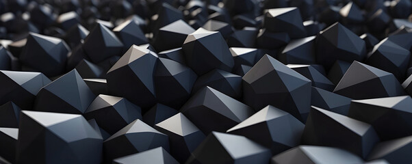 Low-Poly 3D Digital Render. Black Low Poly Landscape for Backgrounds, Backdrops, Wallpaper, Design	