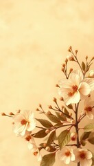 Soft sepia toned floral background, delicate blooms and leaves in vintage style, picture, backdrop