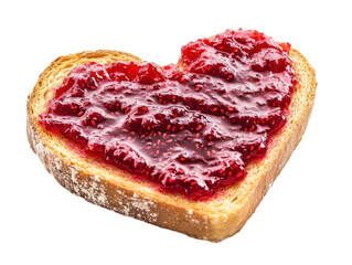 Isolated Heart-Shaped Toast with Thick Layer of Raspberry Jam