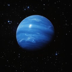 Captivating Neptune Planet in Deep Space Blue Atmosphere Celestial Body and Distant Stars