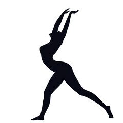 Fototapeta premium Silhouette of woman stretching joyfully. Cut out, isolated, transparent png, add your own background.
