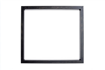 A close up of a black picture frame on a white background