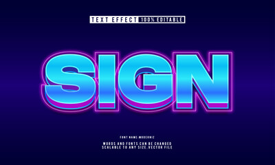 Stylish gradient neon sign text effect, fully editable.