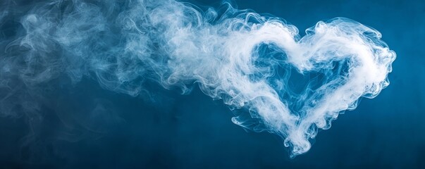 Ethereal White Smoke Heart on Teal Background