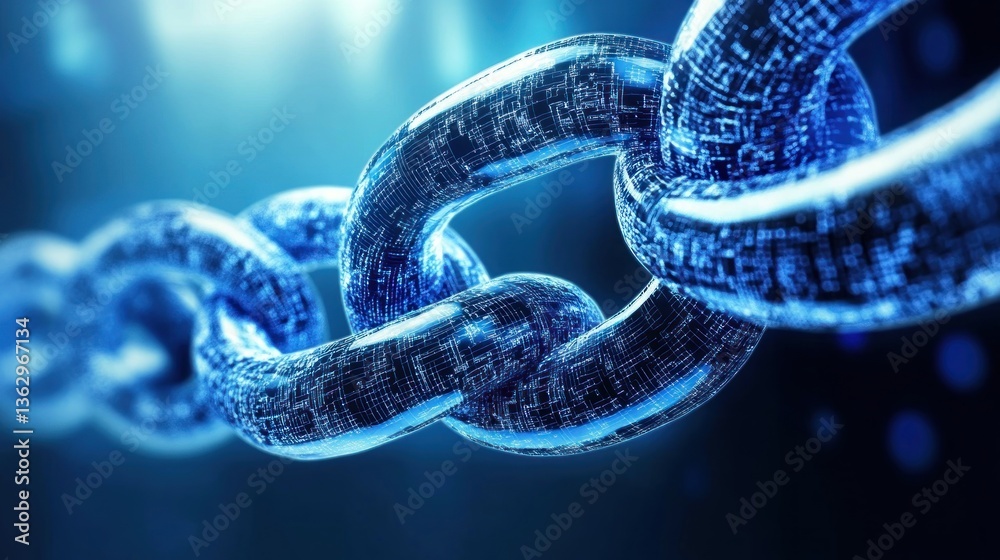Poster digital chain, blockchain technology and secure data