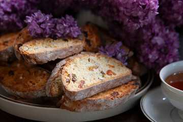 Homemade traditional  delicious twice cooked biscotti, cantuccini cookies