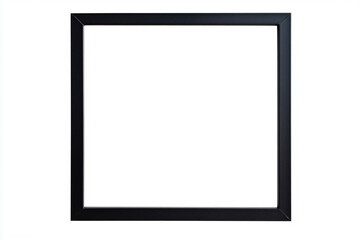 There is a black picture frame on a white wall