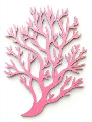 Elegant Pink Coral Sculpture on White Background Capturing the Essence of Marine Beauty and Artistic Simplicity for Modern Decor and Ocean Inspired Themes