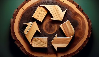 growth and renewal wooden recycling symbol with tree rings generative ai