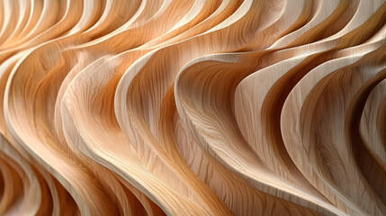 Abstract wavy wood panel wall. background design.