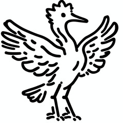 Obraz premium Stylized line drawing of a heron with outstretched wings, emphasizing simplicity and grace in design copy space