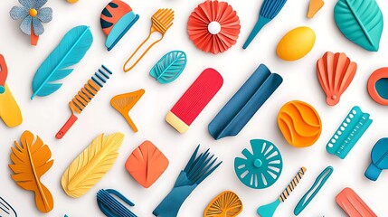 Vibrant Paper Craft Cleaning Tools Flat Lay Illustration AI Generated