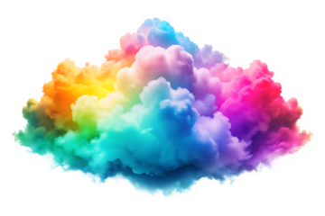 colourful cloud  isolated on white background PNG , AI GENERATED