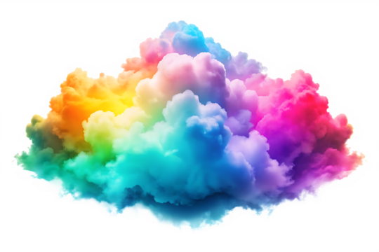 colourful cloud  isolated on white background PNG , AI GENERATED