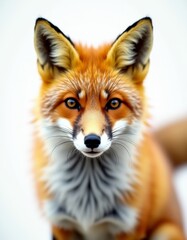 A close up of a red fox looking at the camera