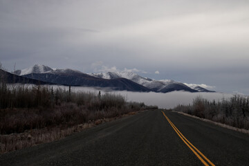Low fog at the base of Canadian mountains