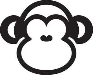 monkey head icon flat and minimal vector art illustration on a white background.
