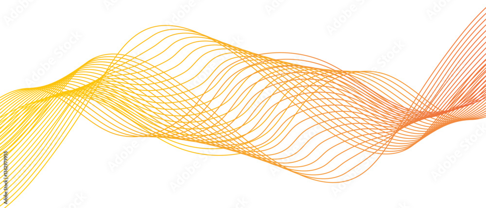 Leinwandbilder abstract yellow gold lines flowing across a white background. luxury hand drawn and golden texture w