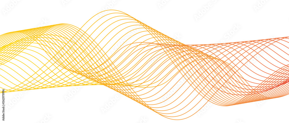 Poster abstract yellow gold lines flowing across a white background. luxury hand drawn and golden texture w