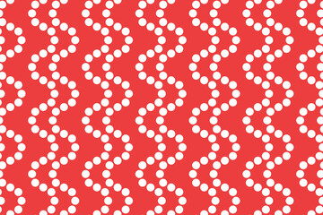 Seamless white wavy pattern on a red background. A modern and decorative design, perfect for textiles, wallpapers, branding, invitations, packaging, and playful projects.