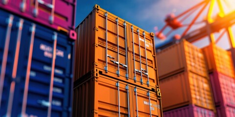 Fototapeta premium Streamlined export of sealed boxes in global warehouse shipping logistics