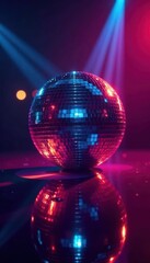 Abstract disco ball, colorful beams, night scene , stage, music