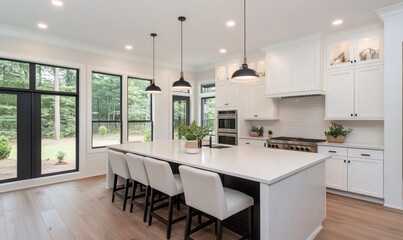 Fototapeta premium Bright open concept kitchen interior