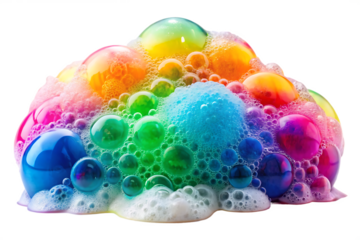  colorful soap foam colorful bubbles isolated on whited background PNG,AI GENERATED
