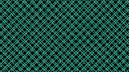 Turquoise and black diagonal background. Plaid checkered seamless pattern.