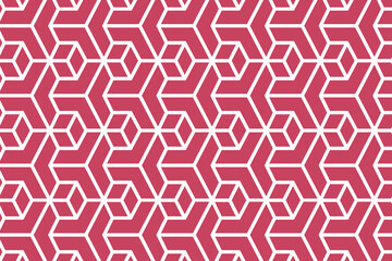Bold red seamless geometric pattern with interconnected hexagons. Perfect for modern design projects and textile applications.
