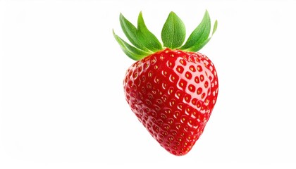 Fresh Strawberries in Mid-Air – Close-Up on White Background