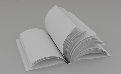 Open book, light gray, studio, blank pages