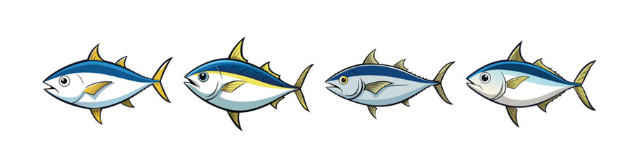 Set of Impressive Albacore Tuna Colorful Artwork