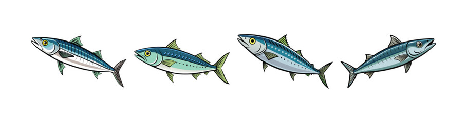 Set of Impressive Atlantic Mackerel Colorful Artwork