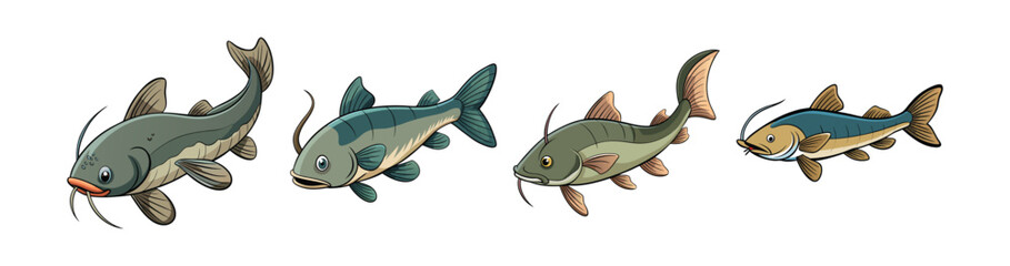 Set of Barbeled Catfish with Realistic Coloration