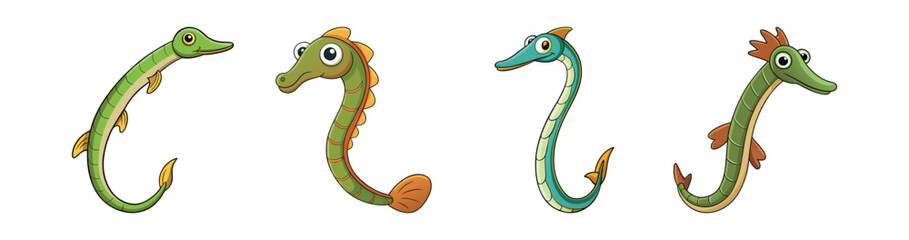 Set of Bay Pipefish with Eye-Catching Realistic Colors