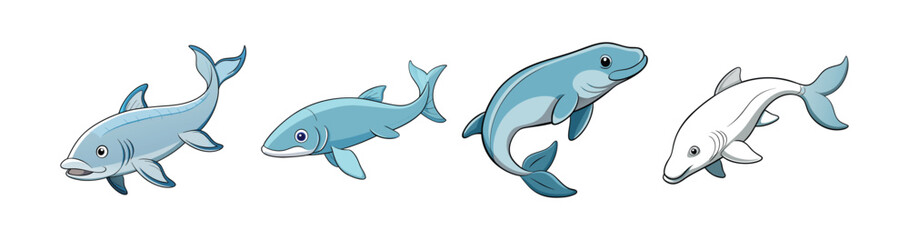 Set of Impressive Beluga Sturgeon in Ocean Environment