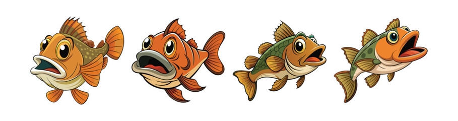 Set of Realistic Bigmouth Sculpin Fish in Aquatic Scene