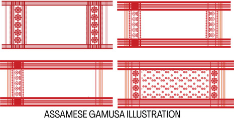 Traditional Assamese Gamusa Illustration collection – Symbol of Culture and Heritage