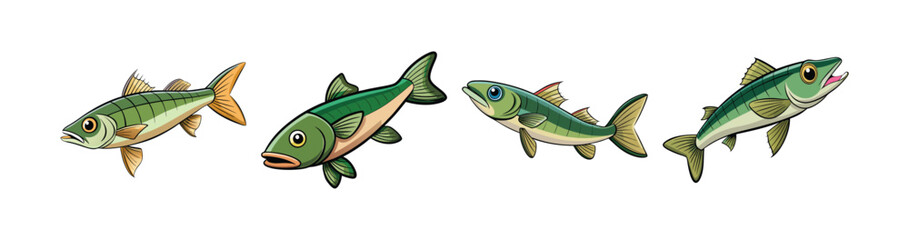 Set of Unique Brook Stickleback Colorful Artistic Creation