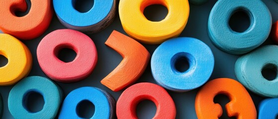 Vibrant Wooden Ring Toys in Array of Colors Overhead Shot Playful Educational Game for Children Learning