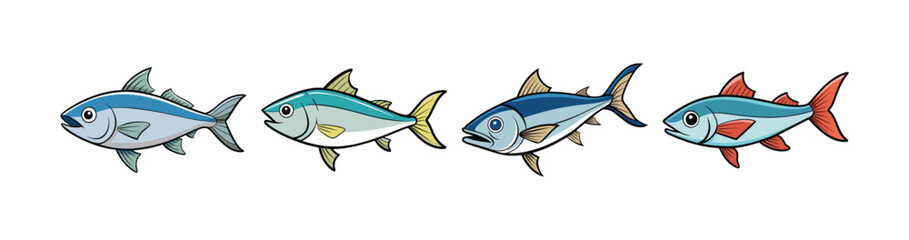 Set of California Corbina with Realistic Color Features