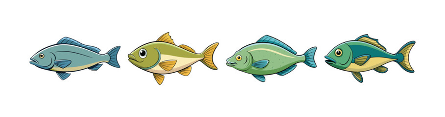 Set of California Halibut with Striking Realistic Colors