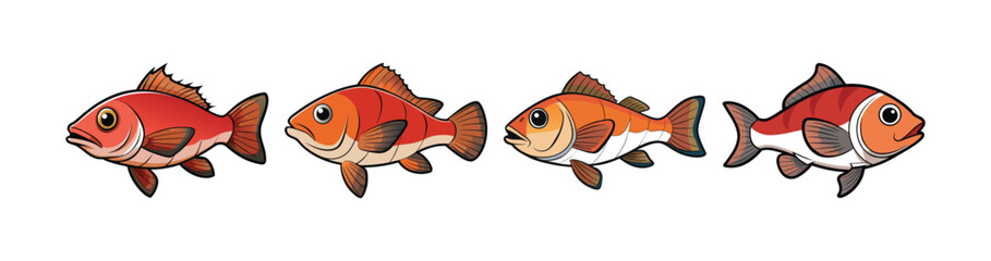 Set of California Sheephead in Vibrant Underwater Scene