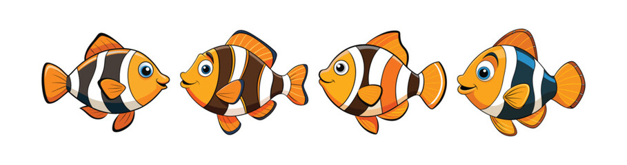 Set of Captivating Clown Triggerfish in Colorful Waters