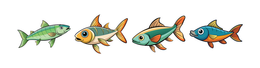 Set of Elegant Dace Fish Colorful Artistic Representation