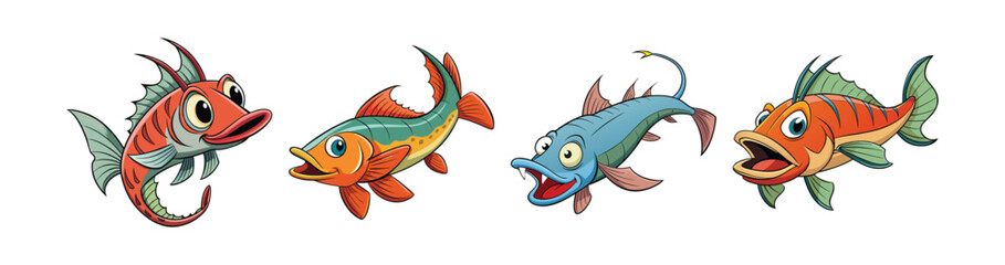 Set of Vivid Demon Stinger Fish Colorful Artwork