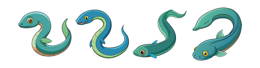 Set of Electric Eel with Striking Realistic Color